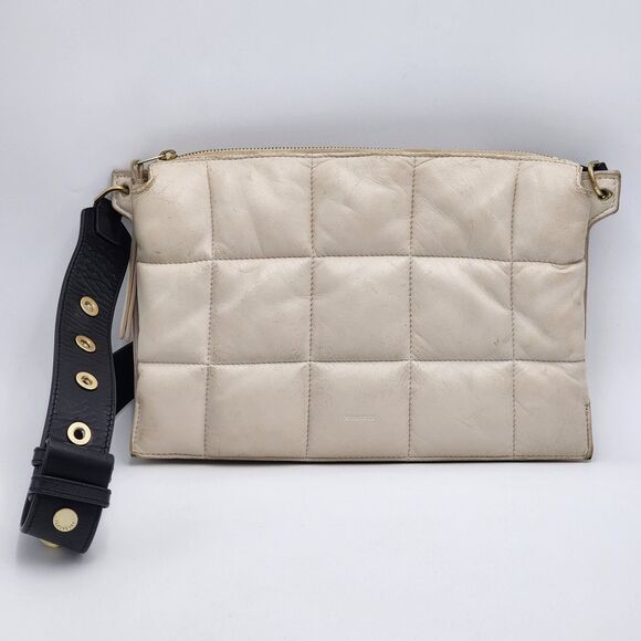 AllSaints Sheringham Quilted Leather White Shoulder Bag - Picture 1 of 15